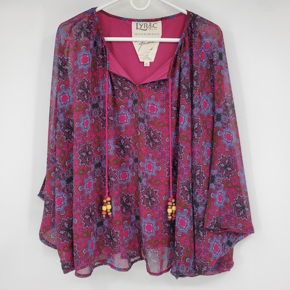 Lyric Culture Janis Joplin Inspired Paisley Print Boho Tassel Tunic Top XS‎
